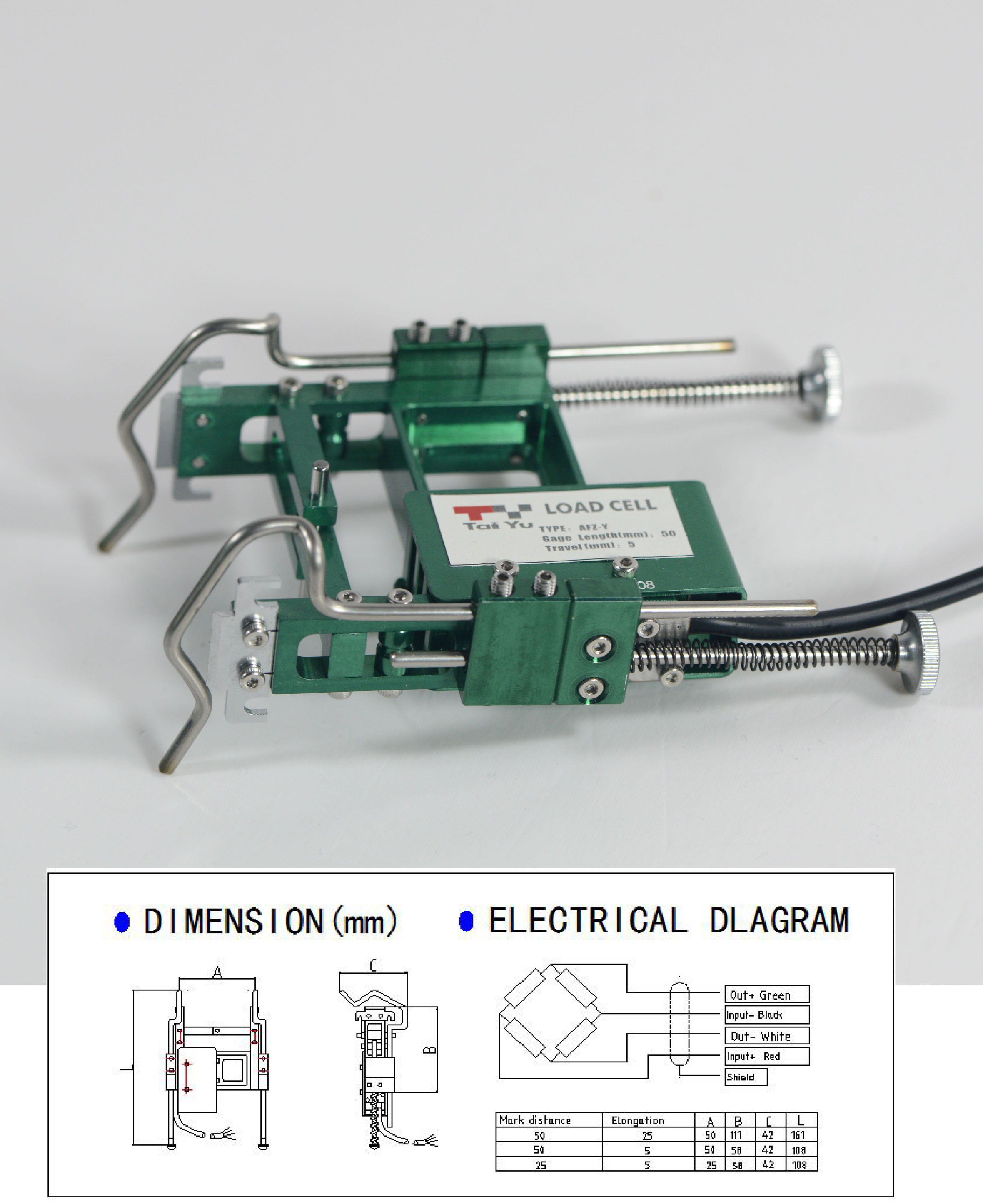 Metal extension testing load cell
