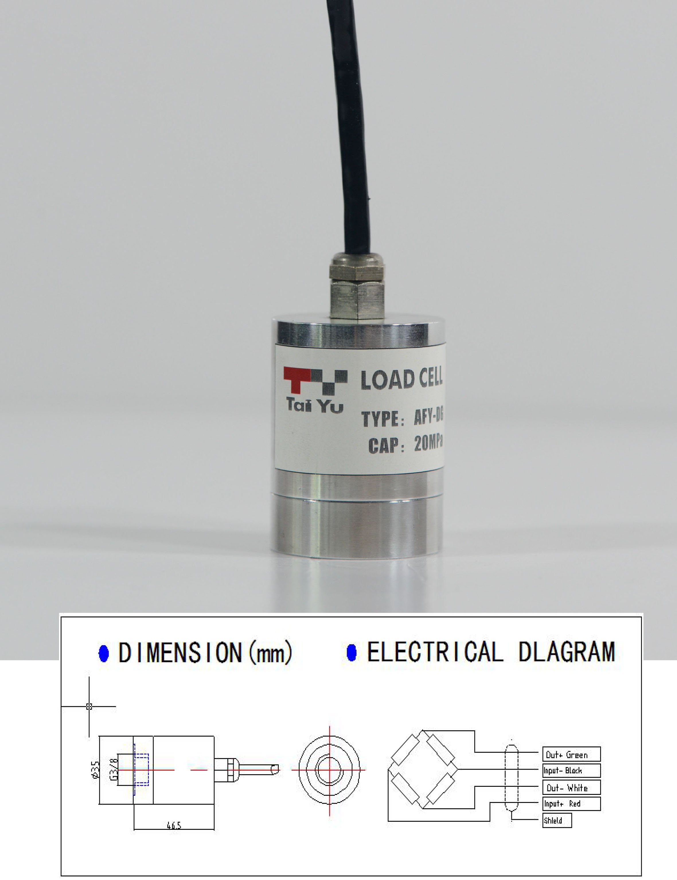 Fluid/gas pressure load cell 